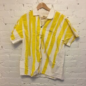 Vintage ID# Official Identification shirt yellow stripe cotton large